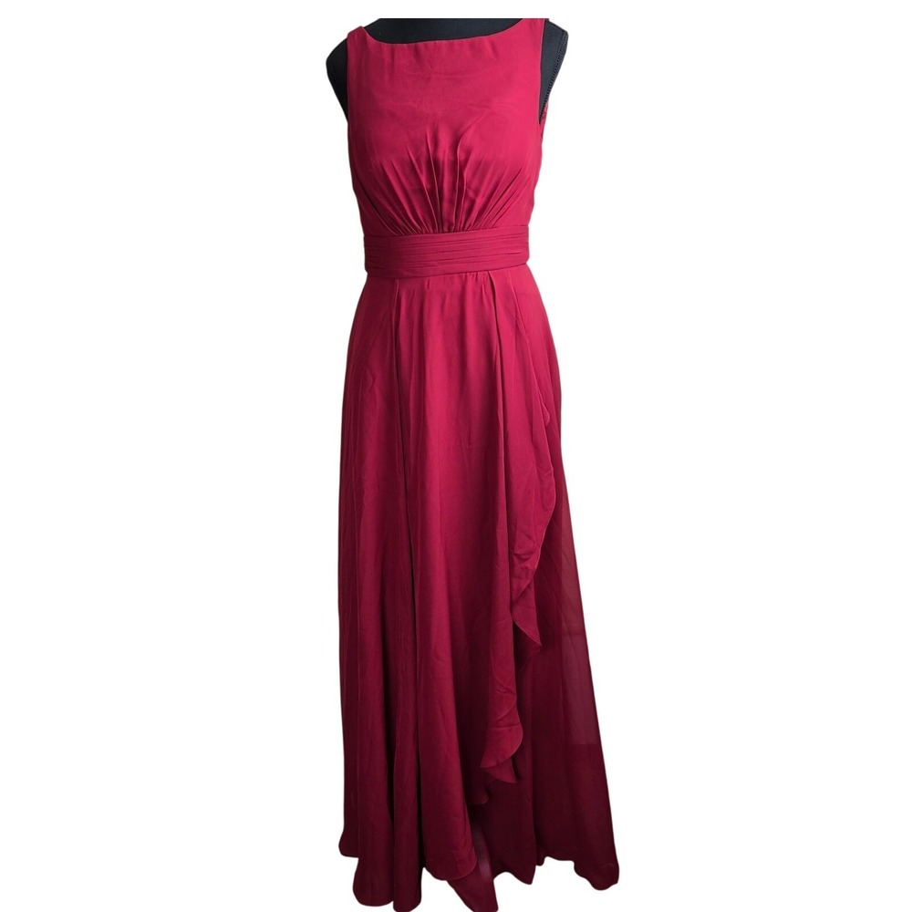 AW Bridal Womens Dress Size 4 Wedding Bridesmaid Formal Burgundy Halter‎ A-line